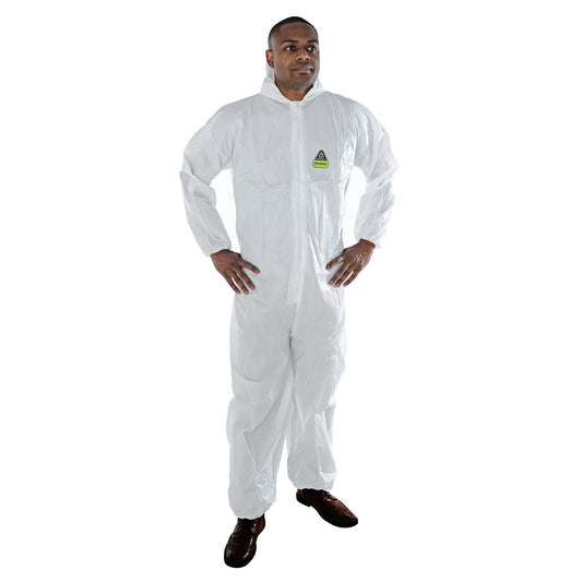 Cordova CP White Disposable Coveralls, Microporous, Bulk 25-Pack