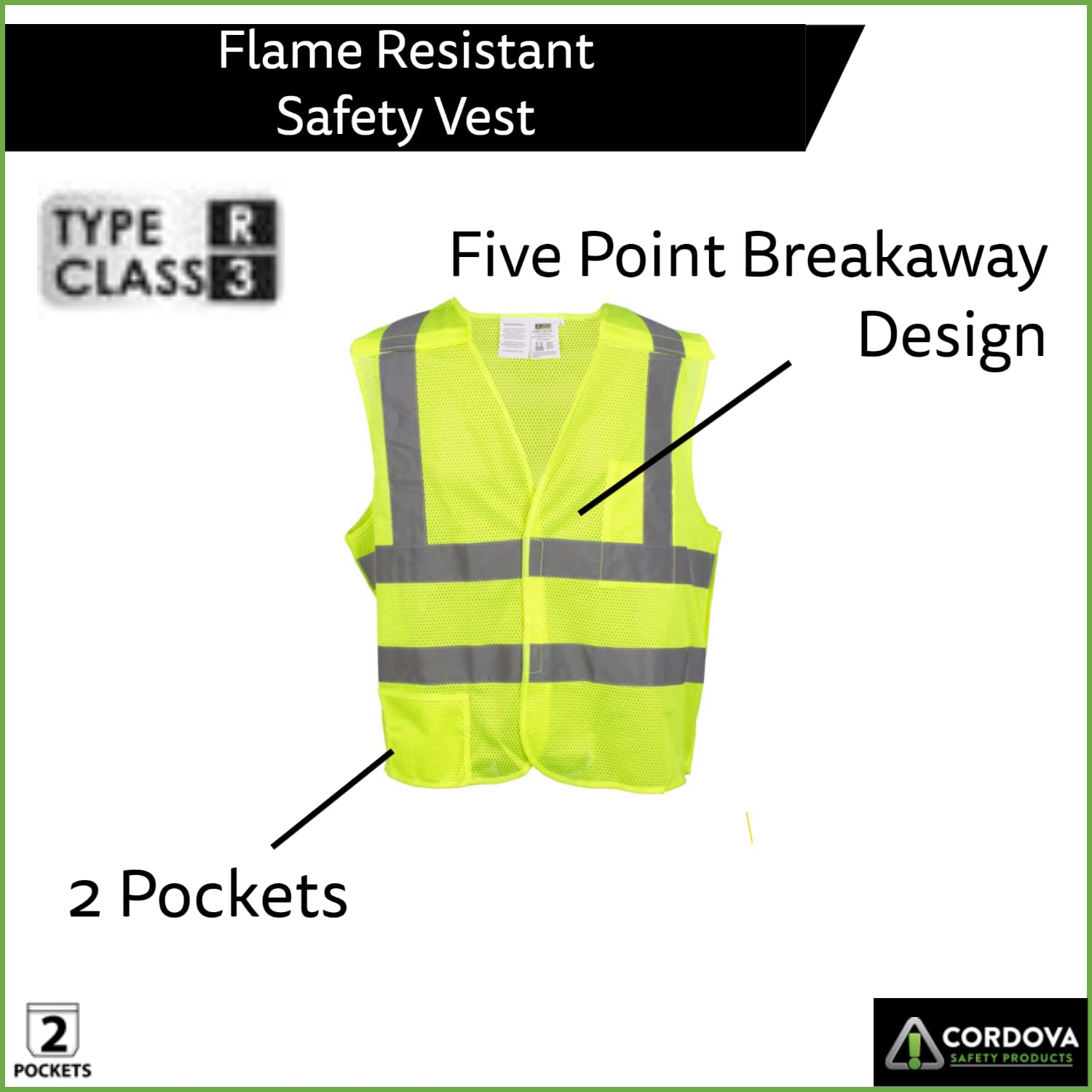 Type R, Class II, High-Visibility Vest, Limited FR, 5-Point